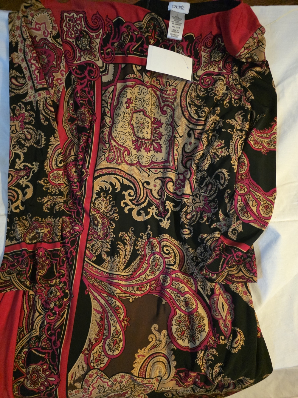 Cache Red, Black & Gold Paisley Print Dress